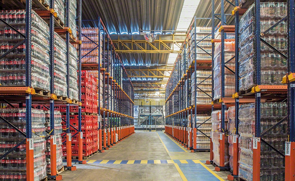 Warehouse with Coca-Cola soft drinks of Refrescos Bandeirantes in Brazil Warehouse with Coca-Cola soft drinks of Refrescos Bandeirantes in Brazil