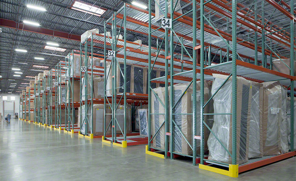 Warehouse with highly-productive narrow aisle storage for Rana Furniture Warehouse with highly-productive narrow aisle storage for Rana Furniture