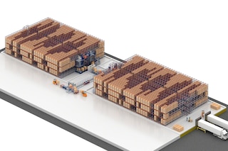 The automatic Pallet Shuttle technology allows the warehouse to have several bays through an aisle with transfer car