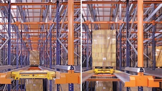 The Pallet Shuttle is placed in the lanes and moves the goods along the channel.