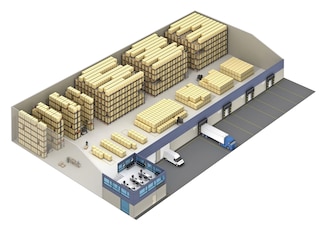 In high-rotation warehouses, the Pallet Shuttle can be combined with other storage systems 