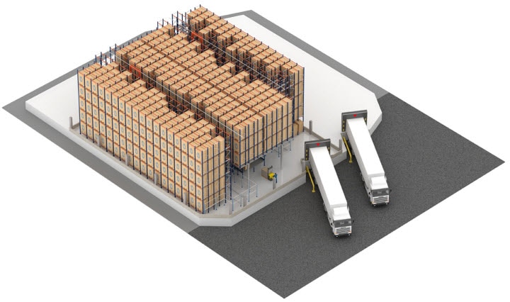 Sistema Pallet Shuttle automático con transelevador en el almacén de Pastelaria e Confeitaria Rolo